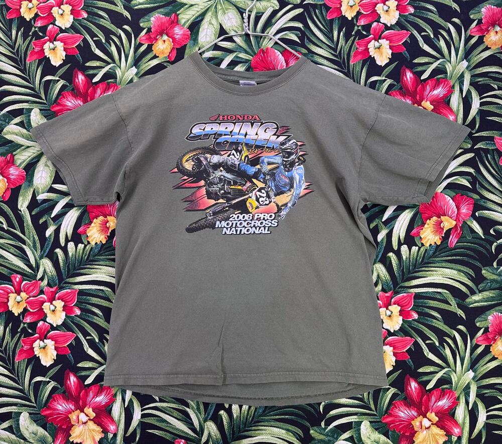 Honda Spring Creek 08 Pro Motocross National Sz L Green Tee